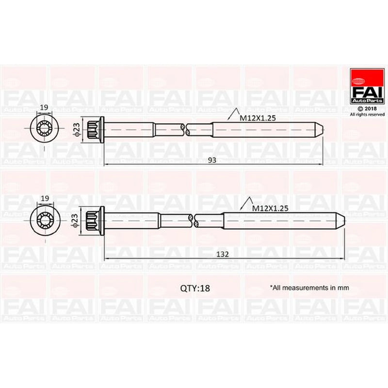 FAI Cylinder Head Bolt Set fits Hyundai Terracan 2001-2006 2.9