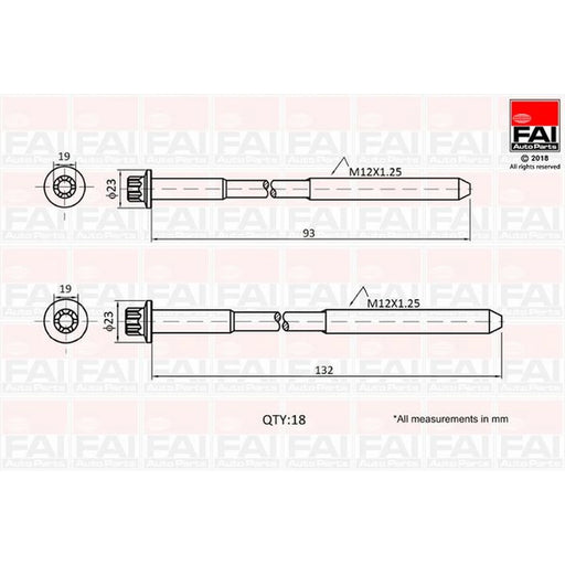 FAI Cylinder Head Bolt Set fits Hyundai Terracan 2001-2006 2.9
