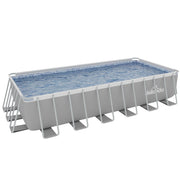 Dellonda Steel Frame Rectangular Swimming Pool - Step Ladder & Filter Pump 25ft Dellonda - Dynamic Drive