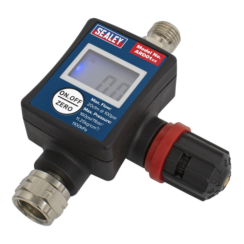 Sealey On Gun LCD Digital Air Pressure Pressure Regulator Gauge Spray Tool Sealey  - Dynamic Drive