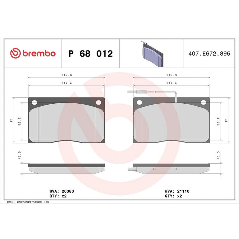 Brembo Front Brake Pad Set fits Daimler 2.8 - 5.3 1969-1993 2.8 3.4 3.6 4.2 5.3