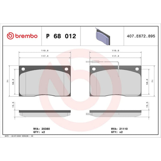 Brembo Front Brake Pad Set fits Daimler 2.8 - 5.3 1969-1993 2.8 3.4 3.6 4.2 5.3