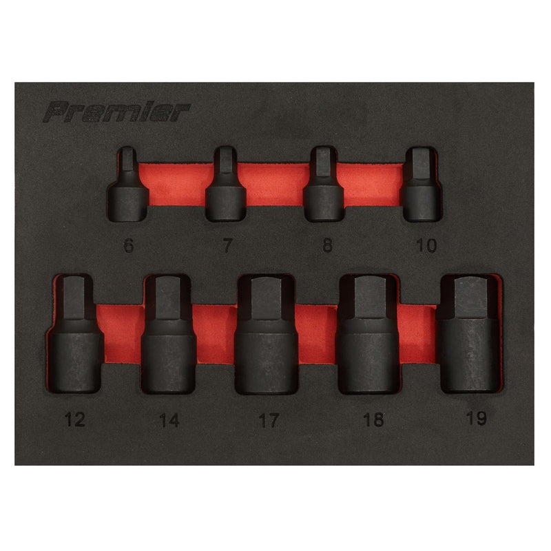 Premier Low Profile Impact Hex Socket Bit Set 1/4" & 3/8" Sq Drive 9pc Sealey Premier - Dynamic Drive
