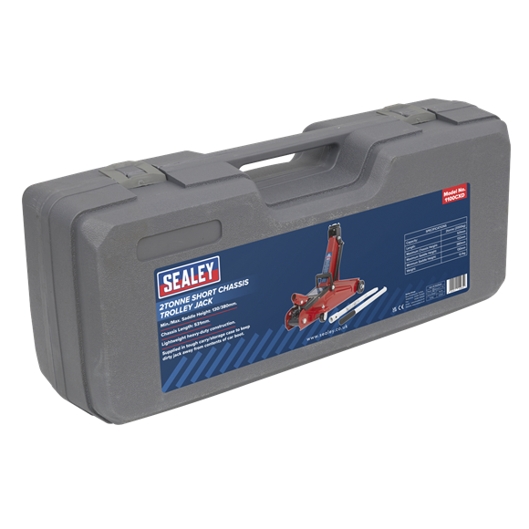 Sealey Trolley Jack 2 Tonne Short Chassis with Storage Case 1100CXD Sealey - Dynamic Drive