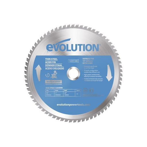 Evolution Thin Steel Cutting Mitre Saw Blade 255 x 25.4mm x 70T Evolution - Dynamic Drive