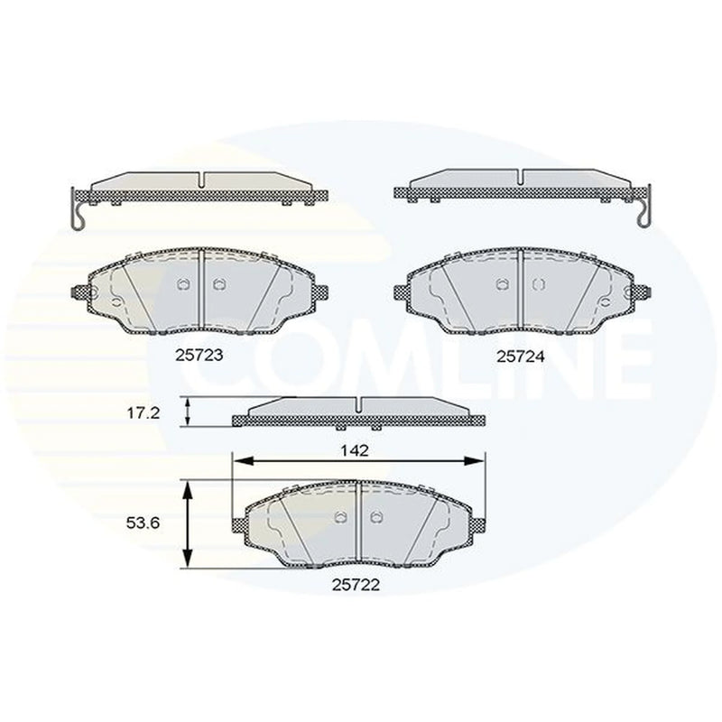Comline 4 x Front Brake Pad Set fits Chevrolet Aveo 2011-2015 1.2 1.3 1.4 1.6
