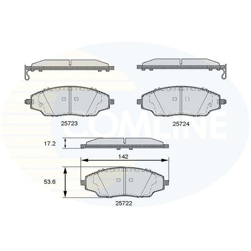 Comline 4 x Front Brake Pad Set fits Chevrolet Aveo 2011-2015 1.2 1.3 1.4 1.6