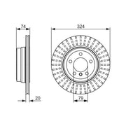 Bosch 2 x Vented Brake Discs fits BMW 7 2005-2008