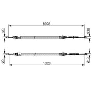 Bosch Handbrake Cable Centre fits Smart Fortwo 2007-2013