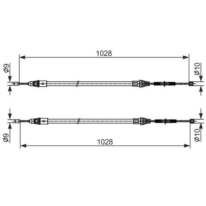 Bosch Handbrake Cable Centre fits Smart Fortwo 2007-2013