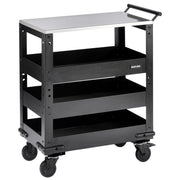 BUNKER 3 Tier Trolley with Pull Handle and Stainless Steel Worktop, 714mm - image 1