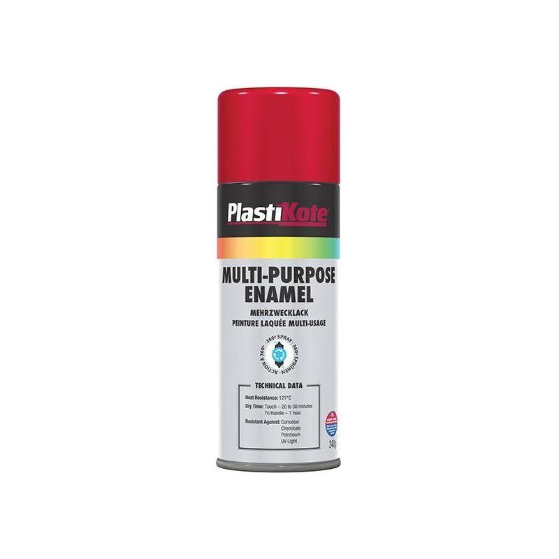 Plastikote Multi Purpose Enamel Spray Paint Gloss Red 400ml PlastiKote - Town Tools