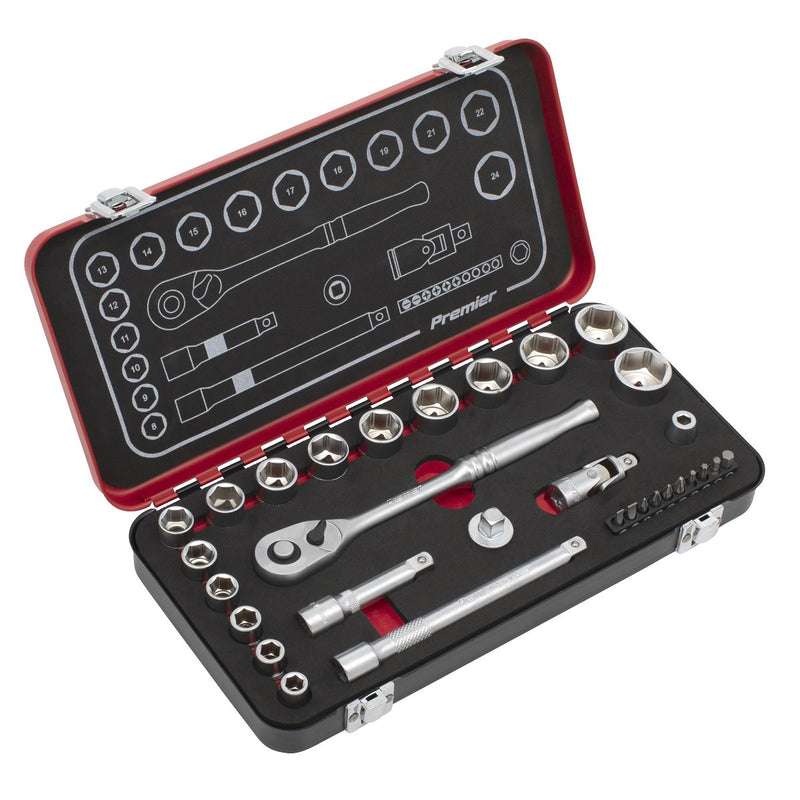Sealey Premier Platinum Premier Platinum Socket Set 3/8"Sq Drive 31pc AK7921 Sealey Premier Platinum - Dynamic Drive