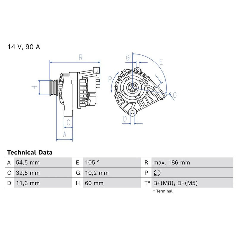 Bosch Car Alternator 12V fits Fiat Seicento / 600 1998-2010 1.1