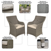 Dellonda Chester Rattan Wicker Outdoor Garden Dining Chairs 2pc DG64 Dellonda - Dynamic Drive