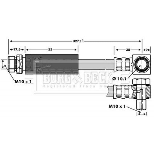 Borg & Beck Brake Hydraulic Hose Line Rear Right BBH6737