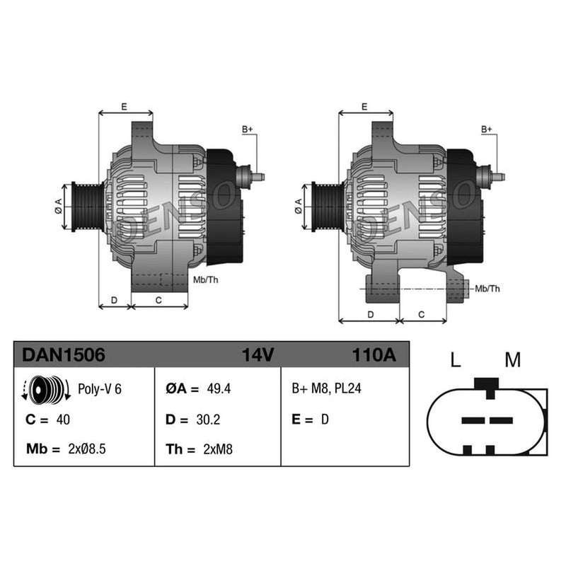 Denso Car Alternator 12V DAN1506