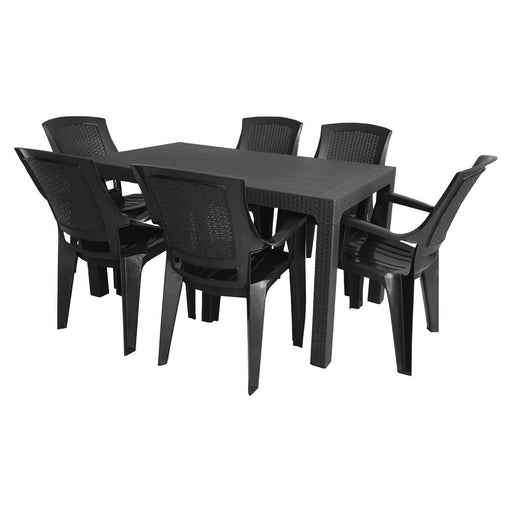 Flora 7 piece poly-propelene dining set (Anthracite) F6031AN Quest - Dynamic Drive