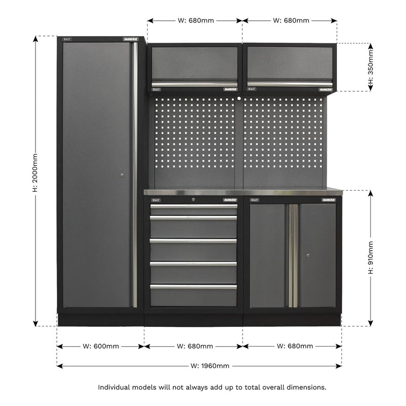 Sealey Superline Pro 2.0m Storage System Stainless Worktop APMSSTACK02SS Sealey - Dynamic Drive