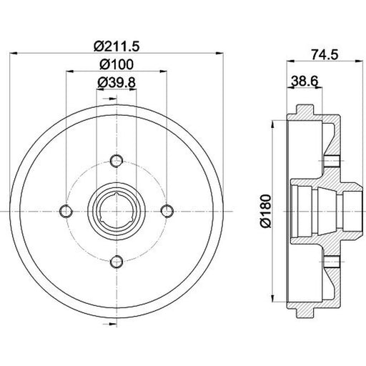 Mintex Brake Drum Assembly Rear fits Audi 100 C1 1968-1976 1.6 1.8