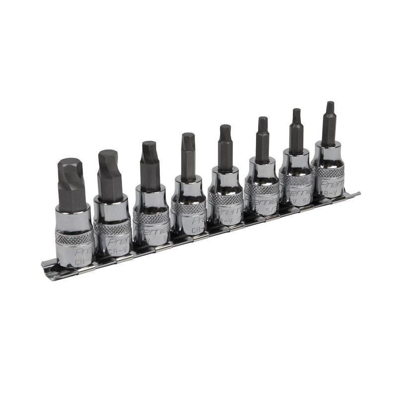 Sealey Hex Socket Bit Set Lock-Onï 8pc 3/8"Sq Drive Imperial AK65603 Sealey - Dynamic Drive
