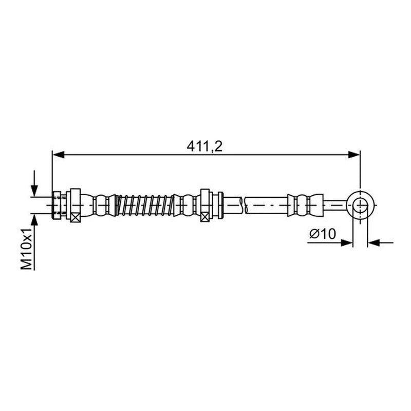Bosch Brake Hydraulic Hose Line Rear Left fits Hyundai I10 I 2007-2013