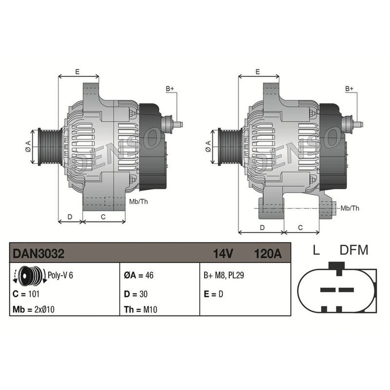Denso Car Alternator 12V fits Mini Mini 2001-2015