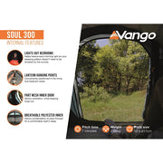 Vango Soul 300 Tent 3 Person Man Waterproof Outdoor Camping Hiking Festival Vango - Dynamic Drive