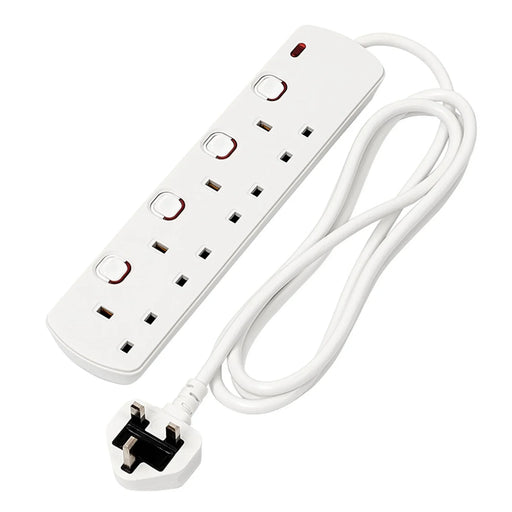 Draper 4 Way Extension Lead 2m with Neon Power Indicator