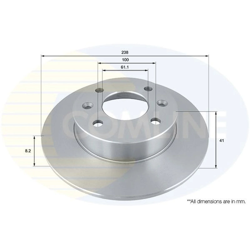 Comline 2 x Solid Front Brake Discs ADC1515-x2