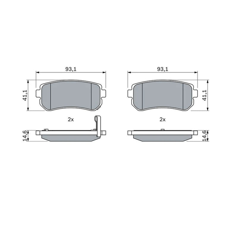 Bosch Front & Rear Pads fits Kia Sportage II 2004-2010 2.0 2.7