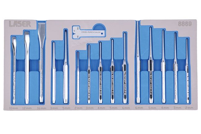 Laser Punch & Chisel Set 16pc Laser - Dynamic Drive