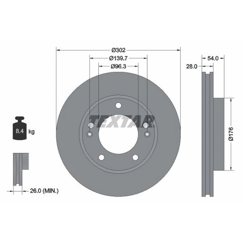 Textar 2 x Vented Front Brake Discs 92147303