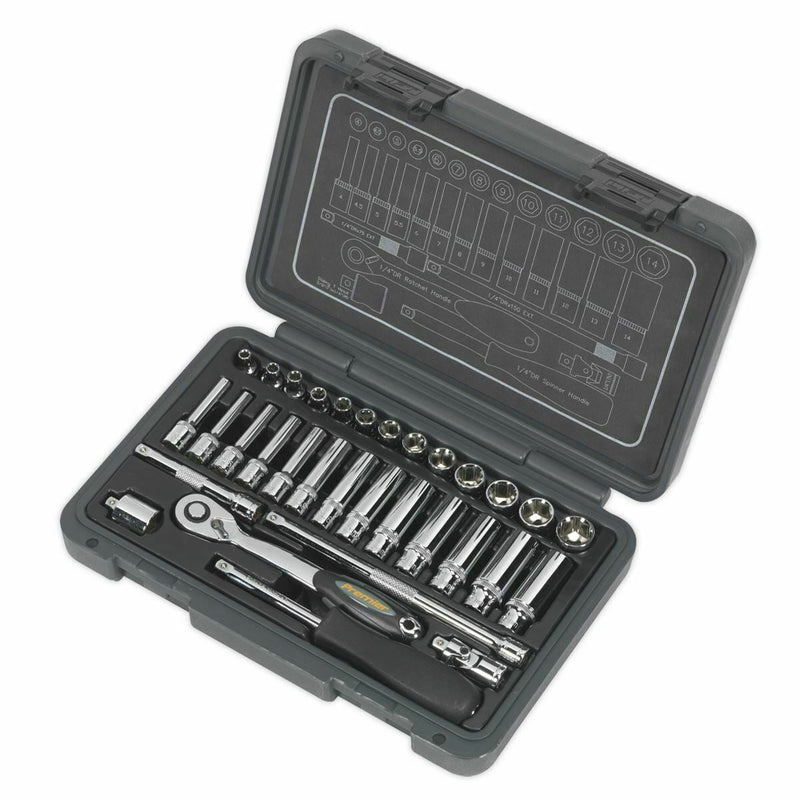 Sealey Socket Set 32pc 1/4"Sq Drive 6pt WallDrive Metric AK7950 Sealey - Dynamic Drive