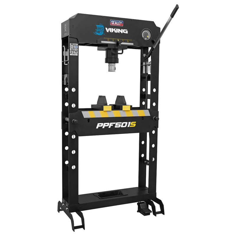 Viking Floor Type Air/Hydraulic Press with Sliding Ram and Foot Pedal 50 Tonne Viking - Dynamic Drive