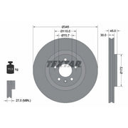 Textar 2 x Front Brake Discs 92323705-x2