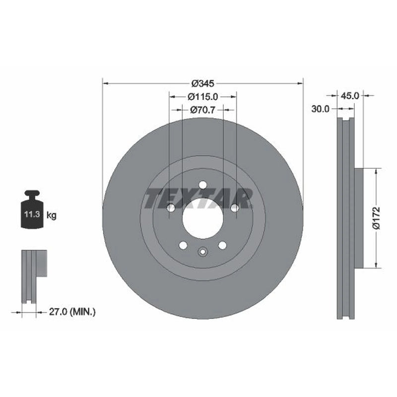 Textar 2 x Front Brake Discs 92323705-x2