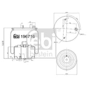 Febi Air Suspension Bellow 273mm Front Right 196716