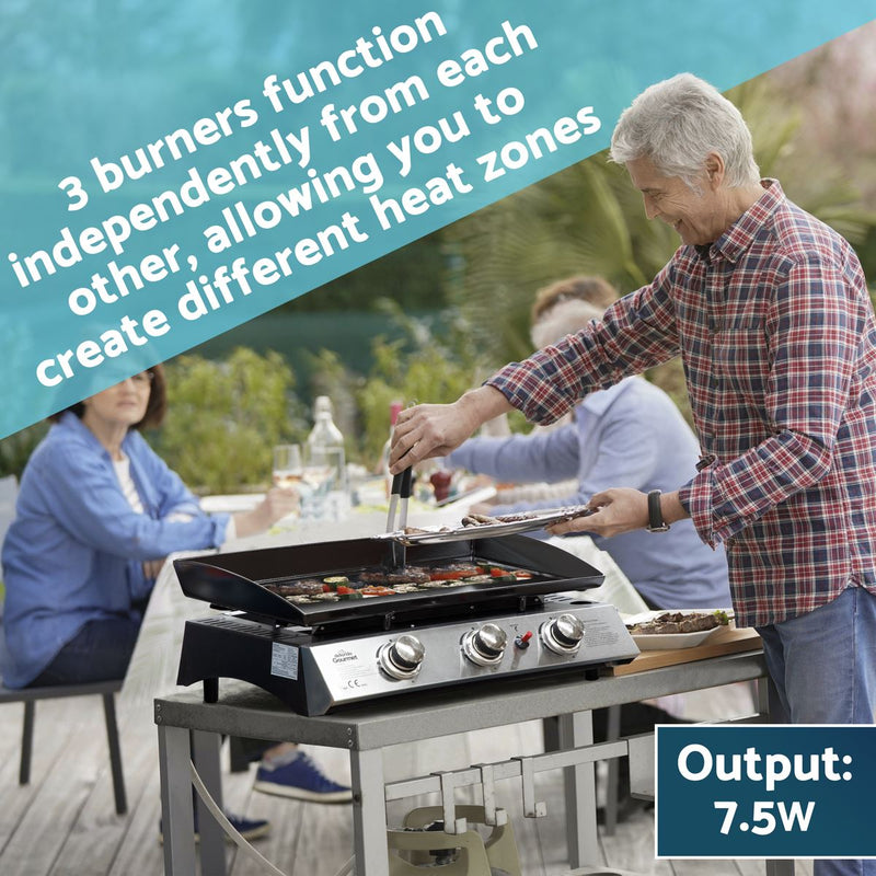 Dellonda 3 Burner 7.5kW Portable Gas Plancha - Stainless Steel Dellonda  - Dynamic Drive