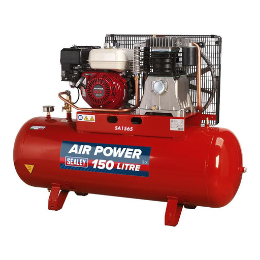 Sealey 150L Belt Drive Air Compressor with Petrol Engine 6.5hp SA1565 Sealey - NN4 Online 