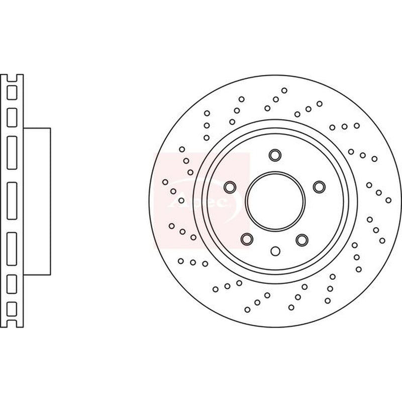 Apec 2 x Perforated/Vented Brake Discs fits Jaguar Xk 8 2002-2006 4.2