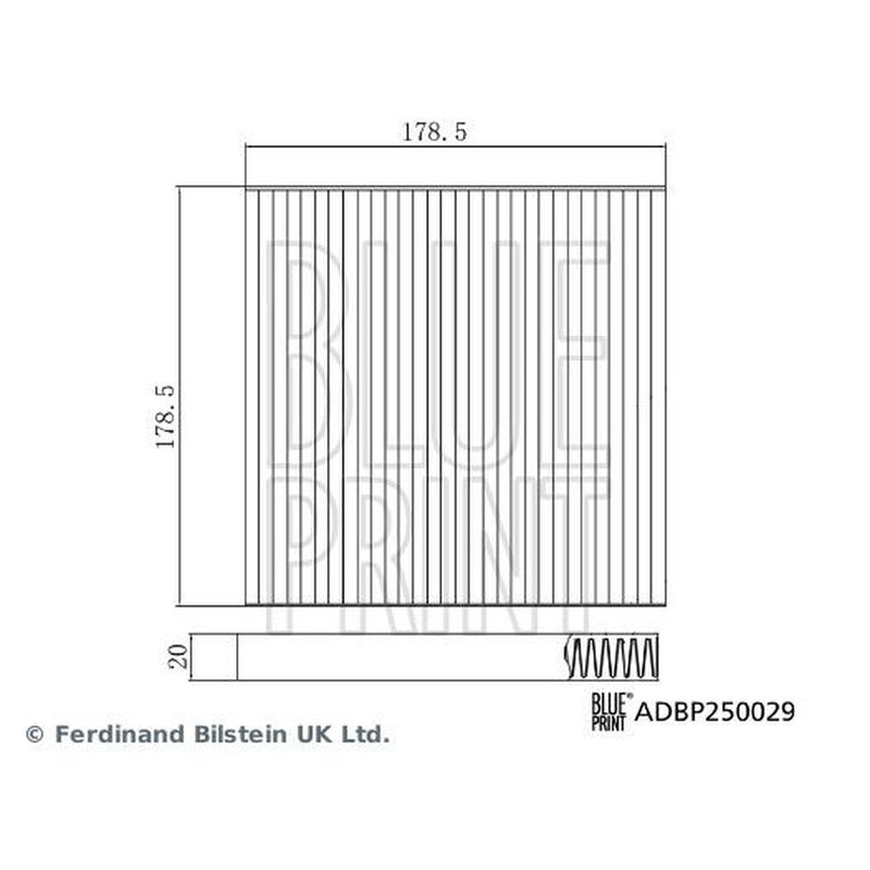 Blue Print Cabin Air Filter (Pollen Filter) fits Hyundai I10 II 2013-2019 1.0