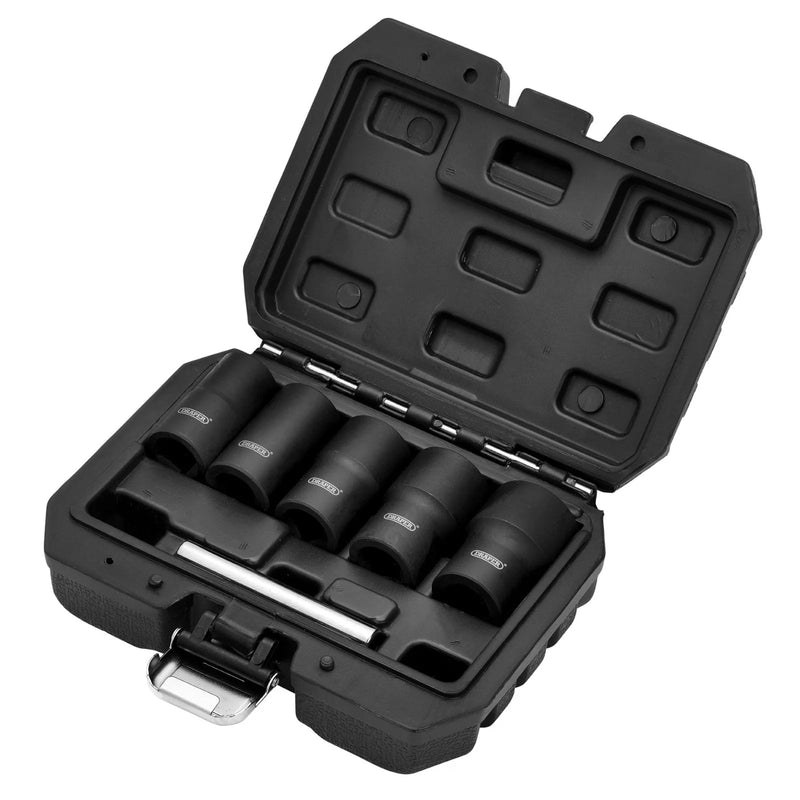 Draper Impact Wheel Nut Socket Set, 1/2" Sq. Dr. (6 Piece) - LWNS6-B - image 1