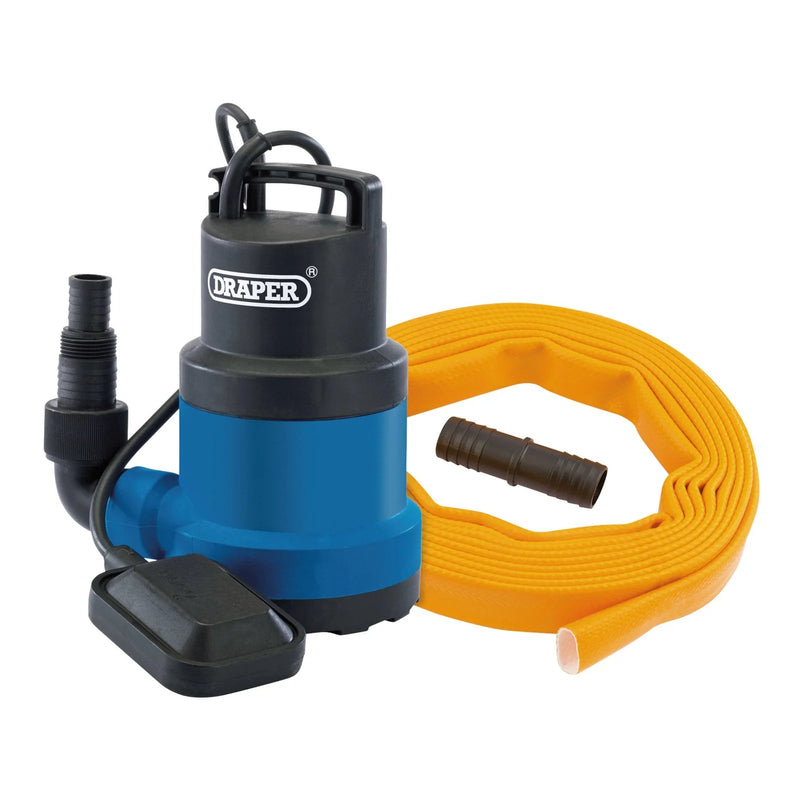 Draper 230V Submersible Clean Water Pump with Float Switch and Layflat