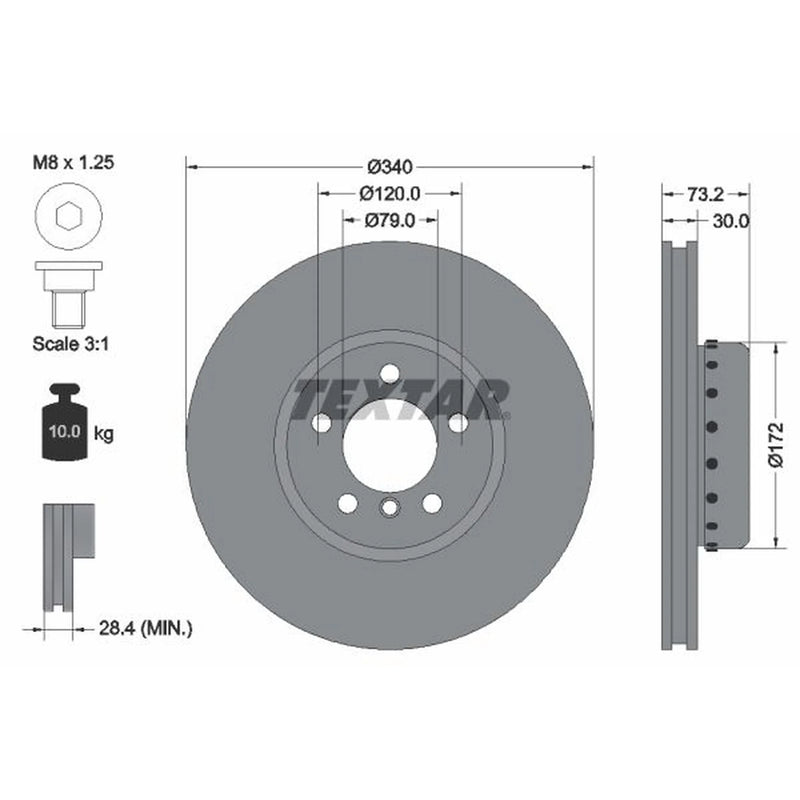 Textar 2 x Two-Piece Front Brake Disc Brake Discs 92264925-x2
