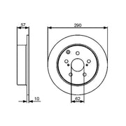 Bosch 2 x Solid Brake Discs fits Toyota Corolla Verso 2004-2009 1.6 1.8 2.0 2.2