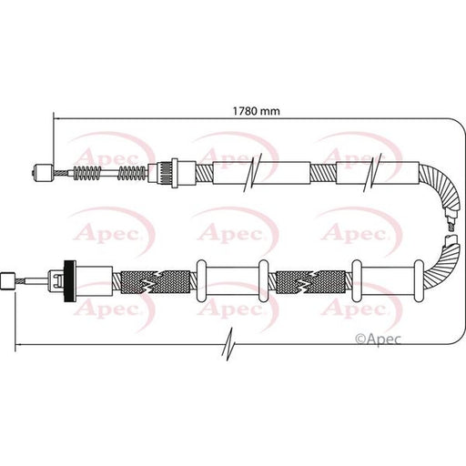 Apec Handbrake Cable Right Rear fits Fiat Doblo 2001 on 1.2 1.9