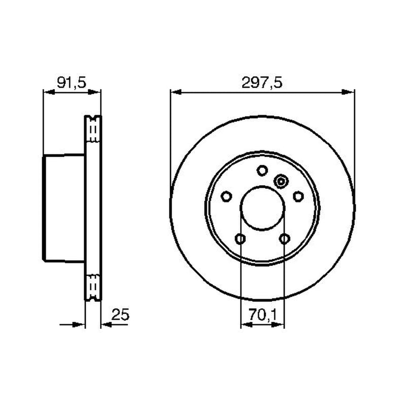 Bosch 2 x Vented Brake Discs fits Land Rover Discovery 1998-2004 2.5 4.0