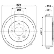 Mintex Brake Drum Assembly Rear fits Nissan Micra V 2016 on 0.9 1.0 1.5