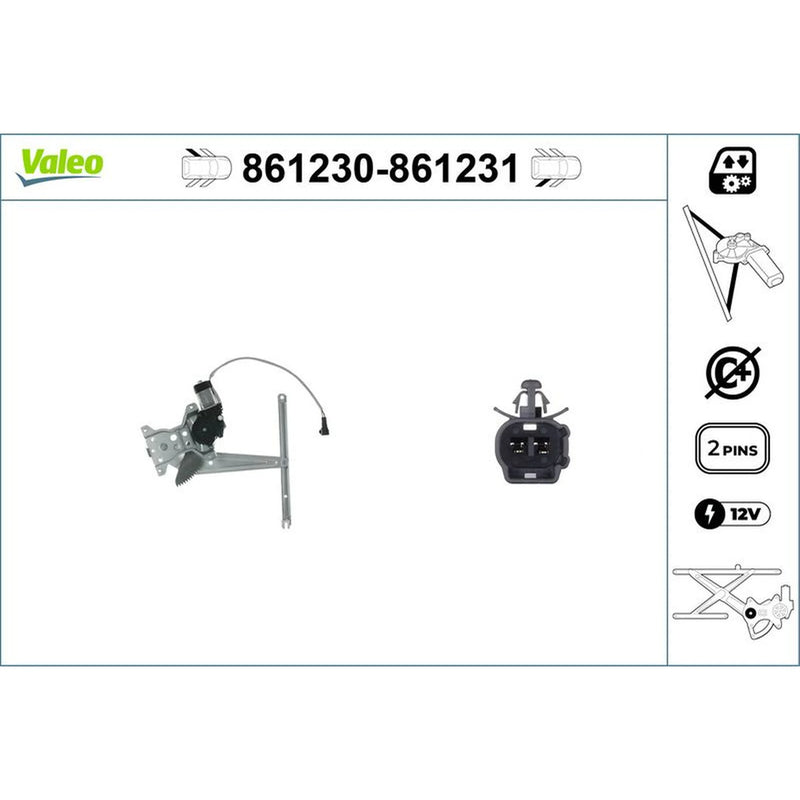 Valeo Electric Window Regulator Lifter Right Rear 861231